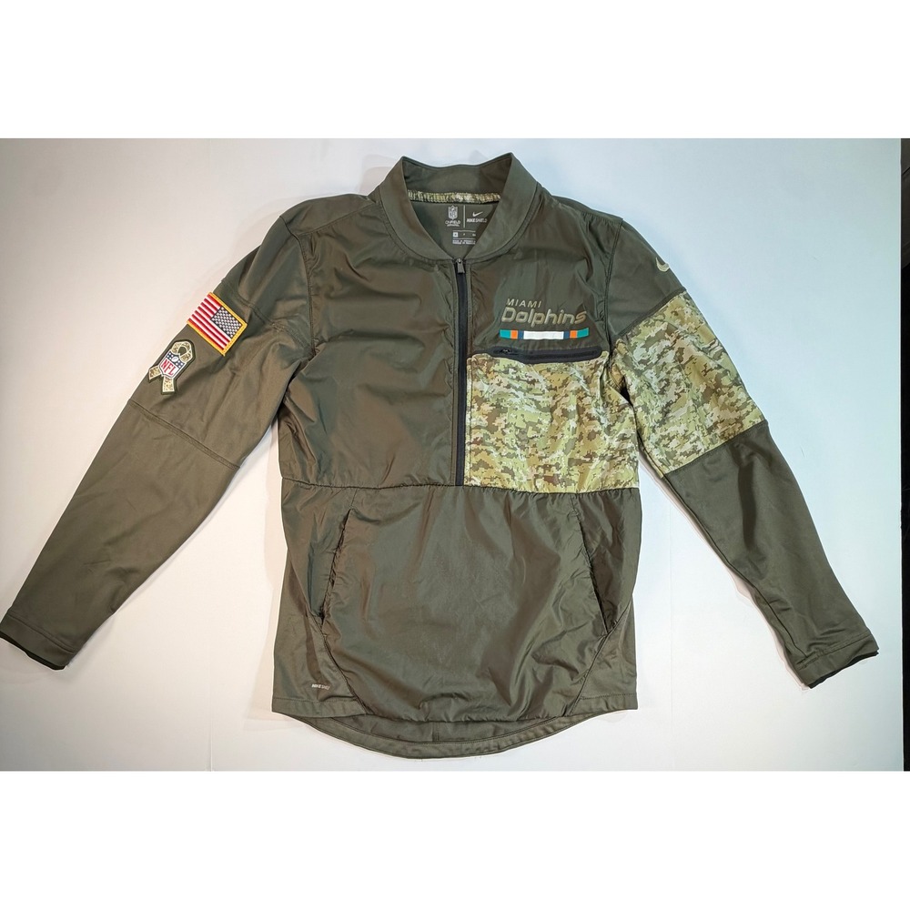 Nike Miami Dolphins Salute to Service Jacket Mens Small Olive Green 852960-325